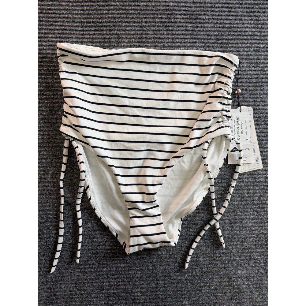 CALIA WOMENS BIKINI BOTTOM TUMMY CONTROL COSTAL STRIPE NWT SIZE XS